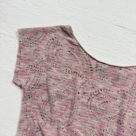 Vintage Y2K Loft Pink Paisley Mesh Knit Crop Top, Size Small - Picture 2 of 5